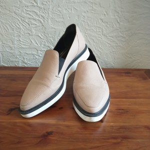 Max Mara Tan White Loafer Flat Chunky Heel Pointed Toe Women 38.5 Made in Italy